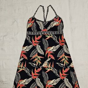 Athleta Shorebreak Tropical Leaf Print Dress with Adjustable Straps, Size Small
